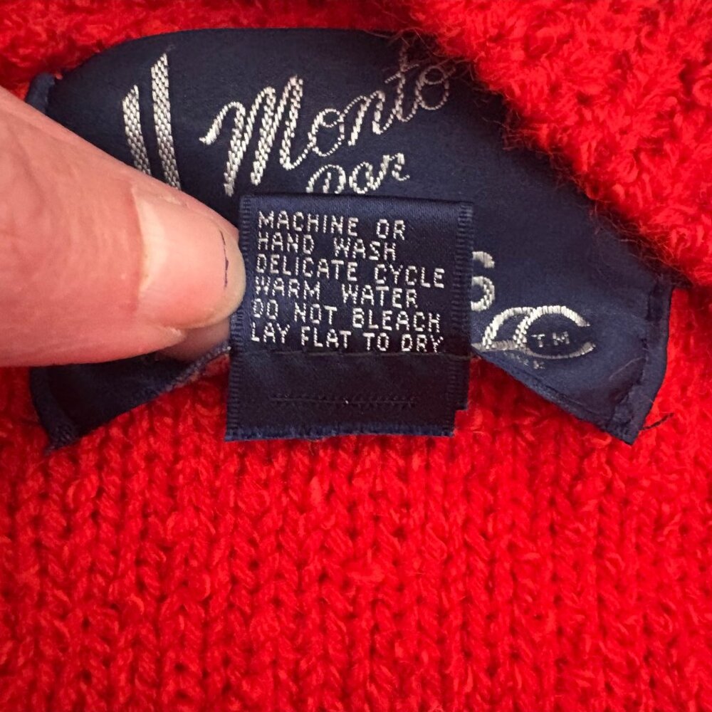 Vintage Le Chois Los Angeles Red Open Front Knit Cardigan Sweater Womens Size L - Picture 6 of 12